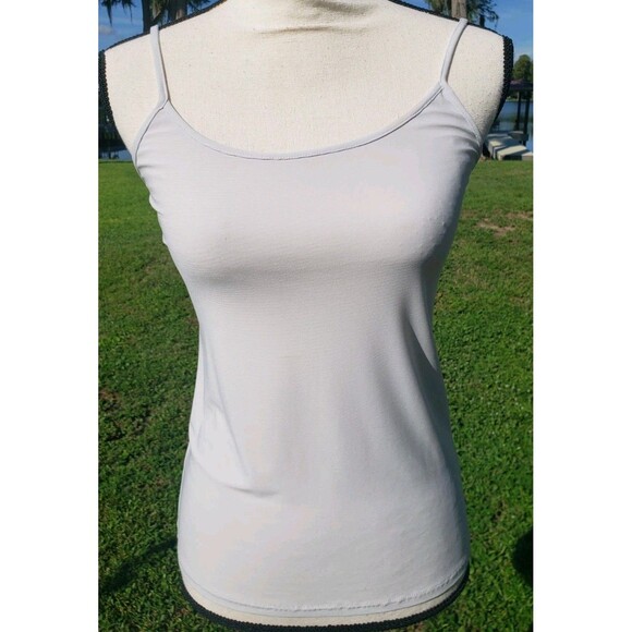 White House Black Market Gray Sequin Sheer Top w/Stretch Tank Shell EUC Sz Small - Picture 8 of 15